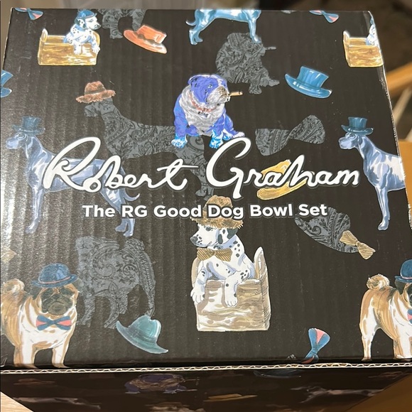 Robert Graham Dog Bowl Set - Picture 1 of 9